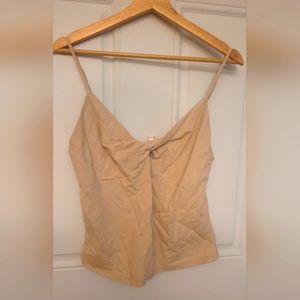 Wishlist knot front tank top in nude/beige Size Large